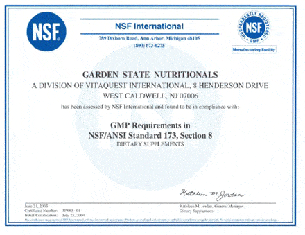 NSF GMP sertifikatas - Santegra NSF GMP sertifikatas